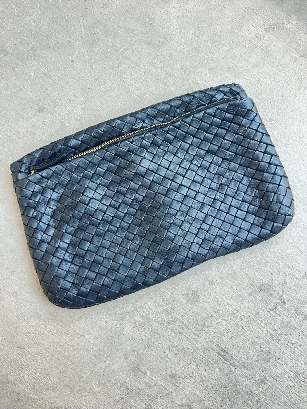 Christopher Kon black leather woven clutch